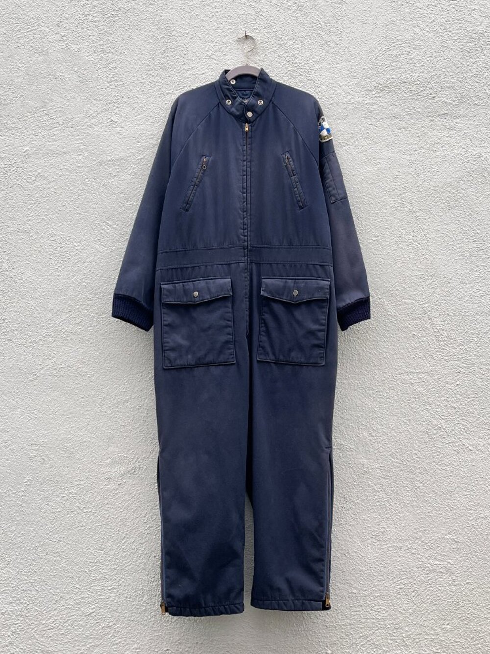 Vintage 70s Mens Sears Work Leisure Blue BMW Mechanic Jumpsuit Coveralls Size 44